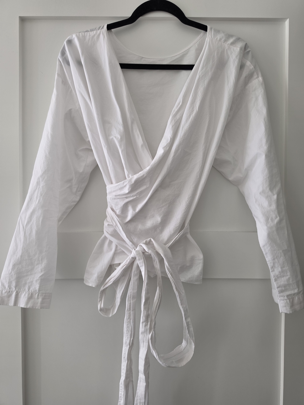 Uniqlo 100% Cotton White Wrap Blouse